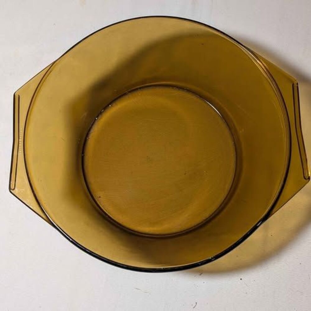 Vintage Arcopal France Amber Glass Casserole Dish